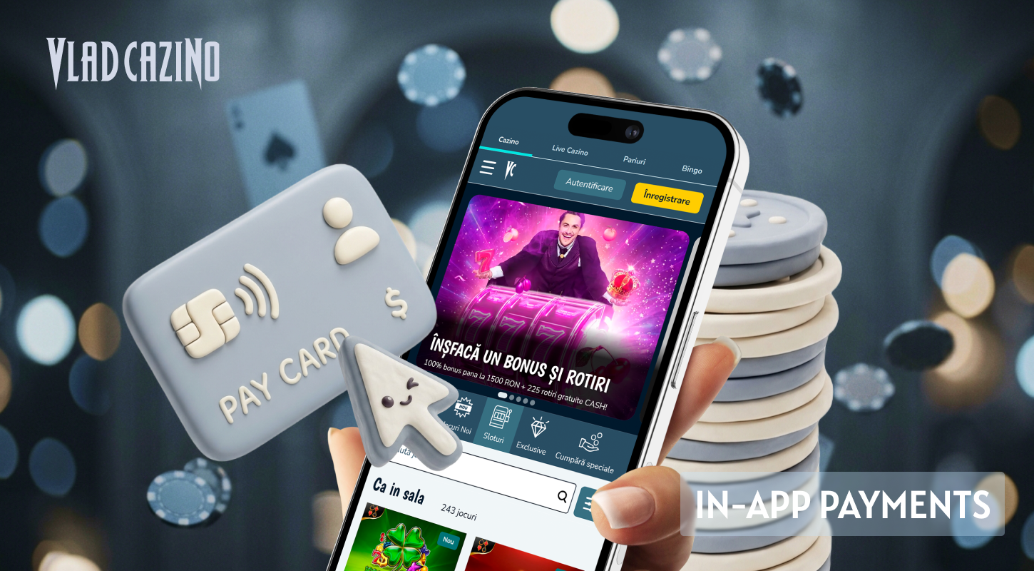 The Vlad Cazino mobile app has the same easy payments